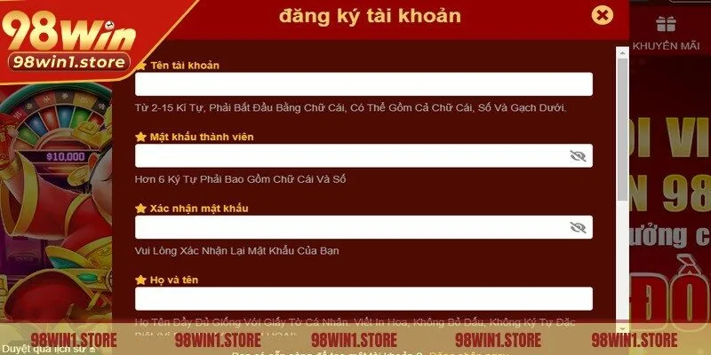 Cung cấp đủ dữ liệu cần thiết vào biểu mẫu theo yêu cầu